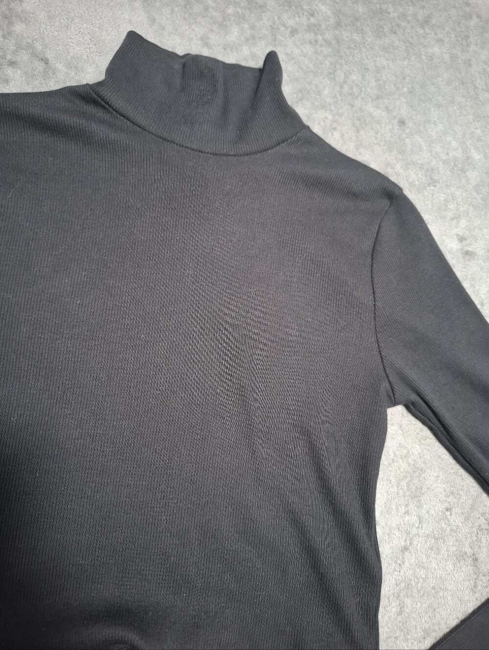 Reformation Davy Cropped Ribbed Turtleneck Black Long Sleeve Top Slim Sz S - Picture 6 of 12
